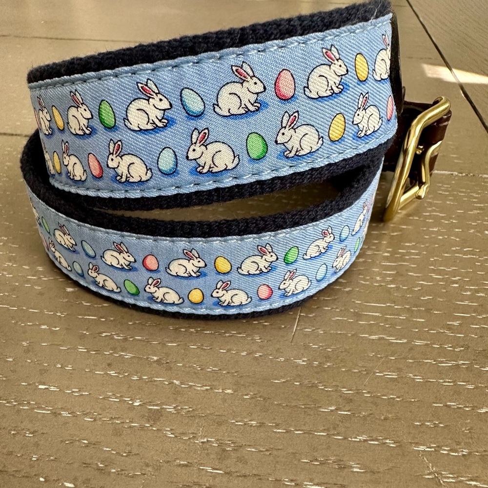 Vineyard Vines Boys Playful Easter Bunny Print Leather & Navy Belt • Size 28 - Picture 3 of 10